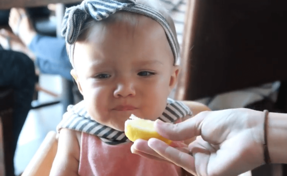 "Baby eats lemon for the first time"